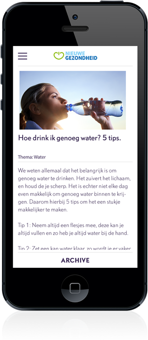 Voorbeeld app thema water drinken